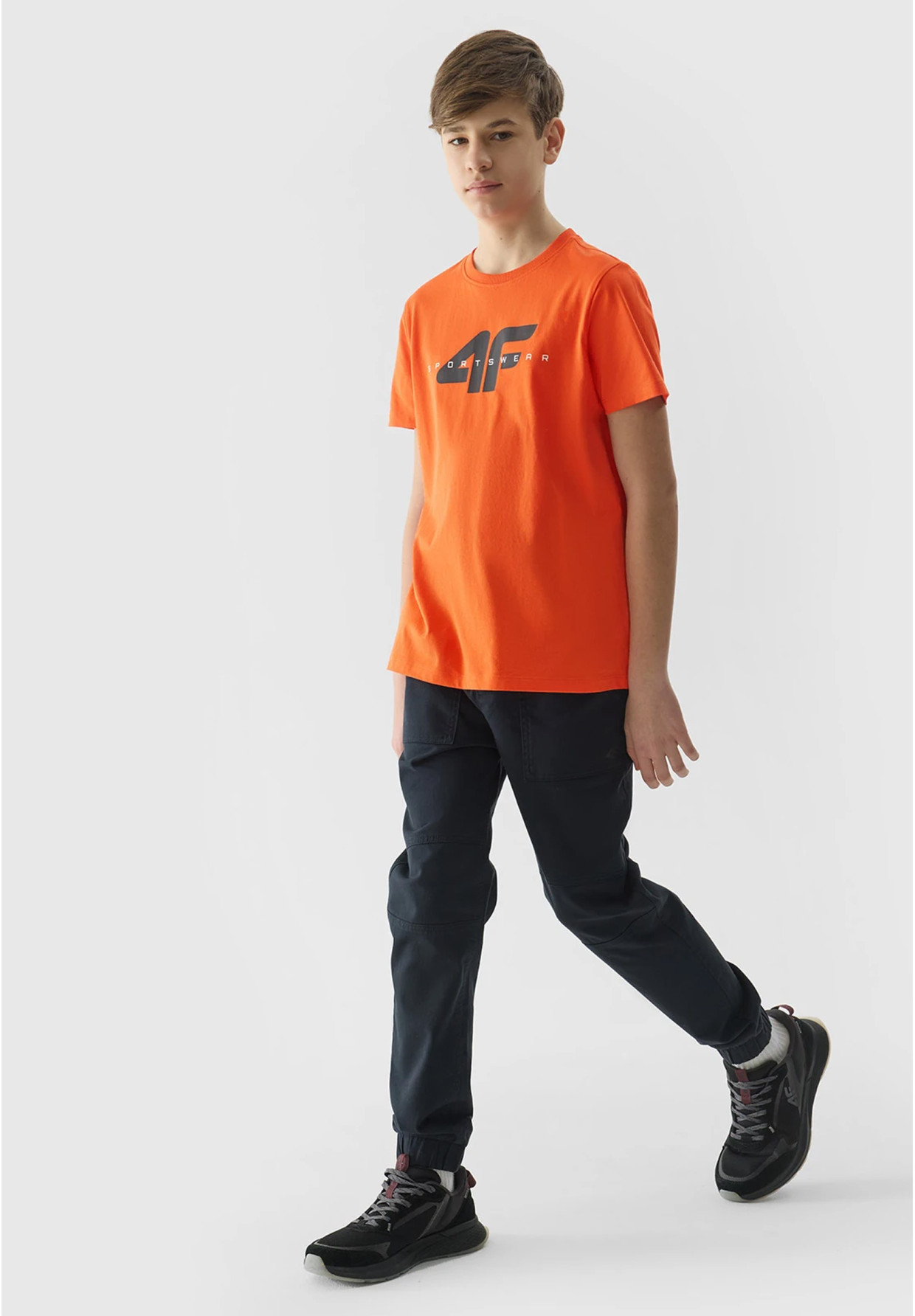 Koszulka Chłopięca 4F T-shirt Logo Pomarańczowy regular 4FJWSS24TTSHM1113
