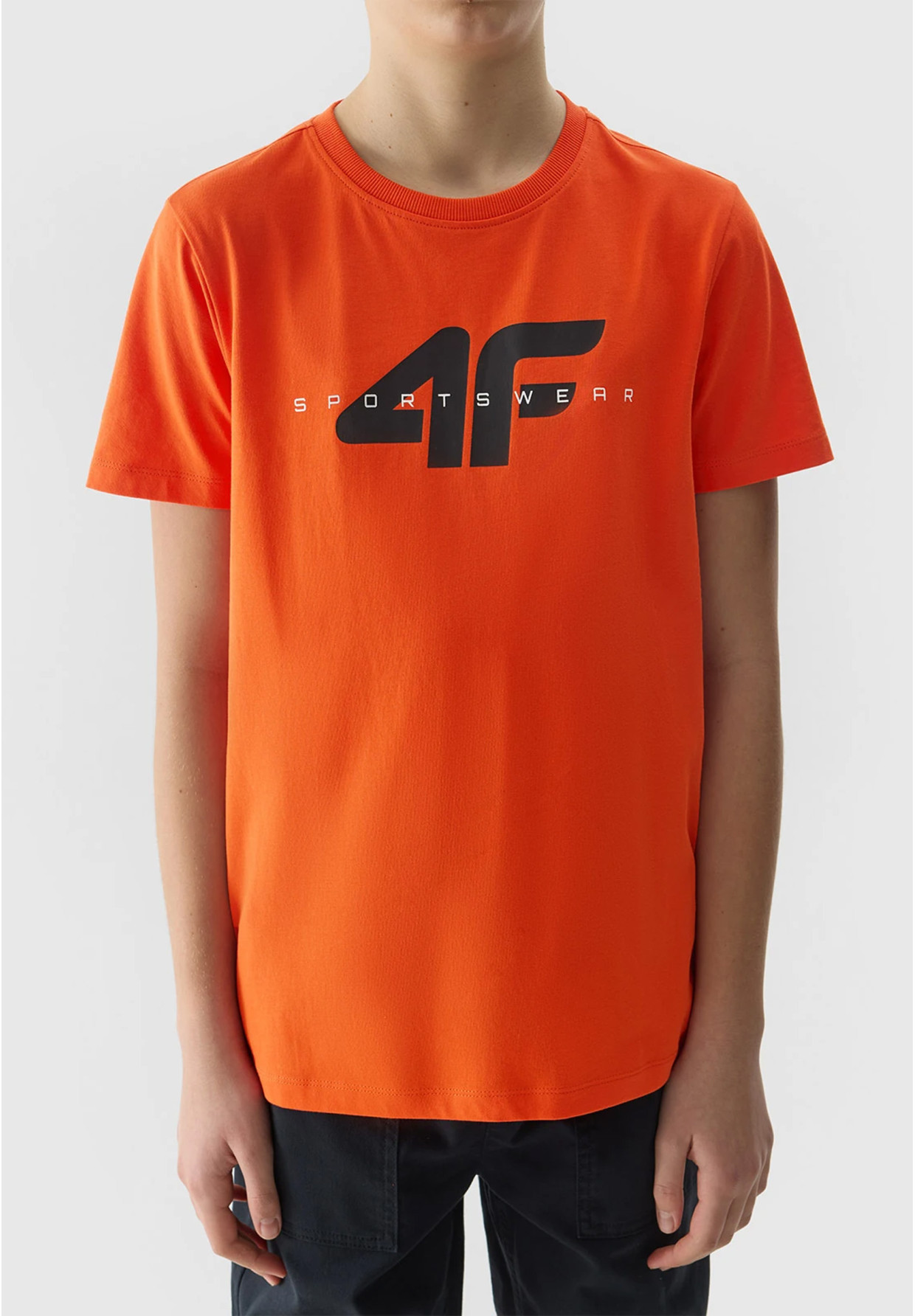 Koszulka Chłopięca 4F T-shirt Logo Pomarańczowy regular 4FJWSS24TTSHM1113