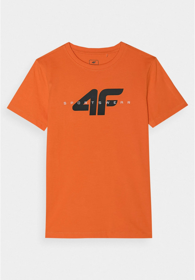Koszulka Chłopięca 4F T-shirt Logo Pomarańczowy regular 4FJWSS24TTSHM1113