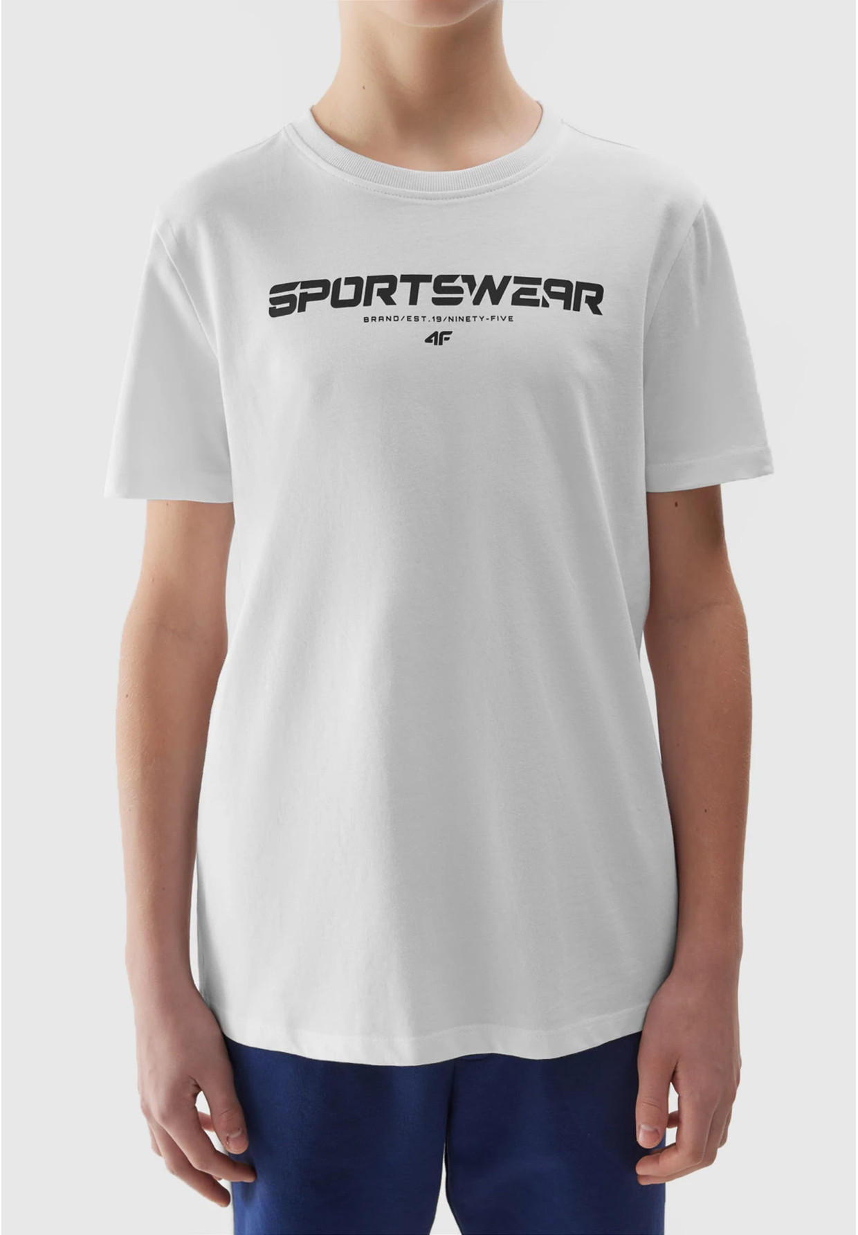 Koszulka Chłopięca 4F T-shirt Logo Biała regular 4FJWSS24TTSHM1114