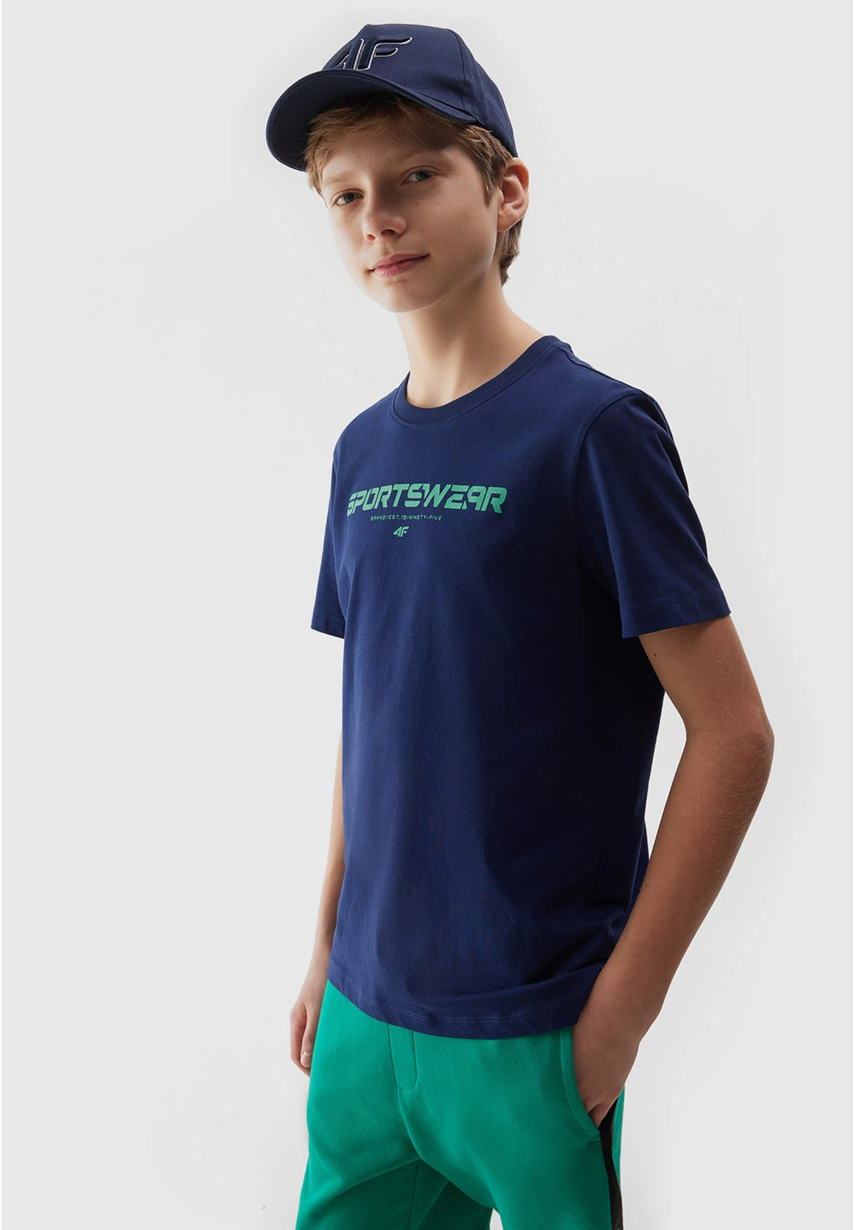Koszulka Chłopięca 4F T-shirt Granatowy regular 4FJWSS24TTSHM1114