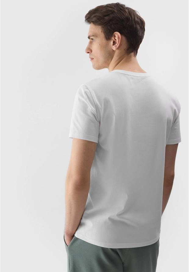 Koszulka Męska 4F Sportowy T-shirt Biały Regular TTSHM1155