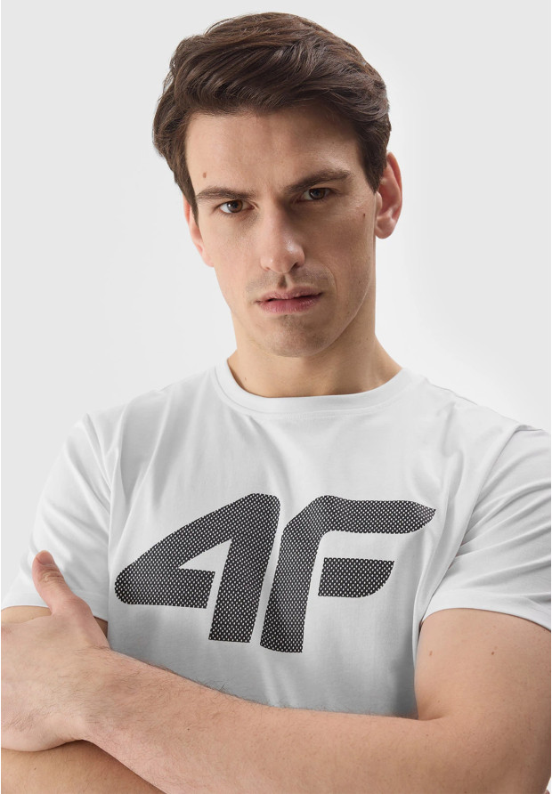 Koszulka Męska 4F Sportowy T-shirt Biały Regular TTSHM1155