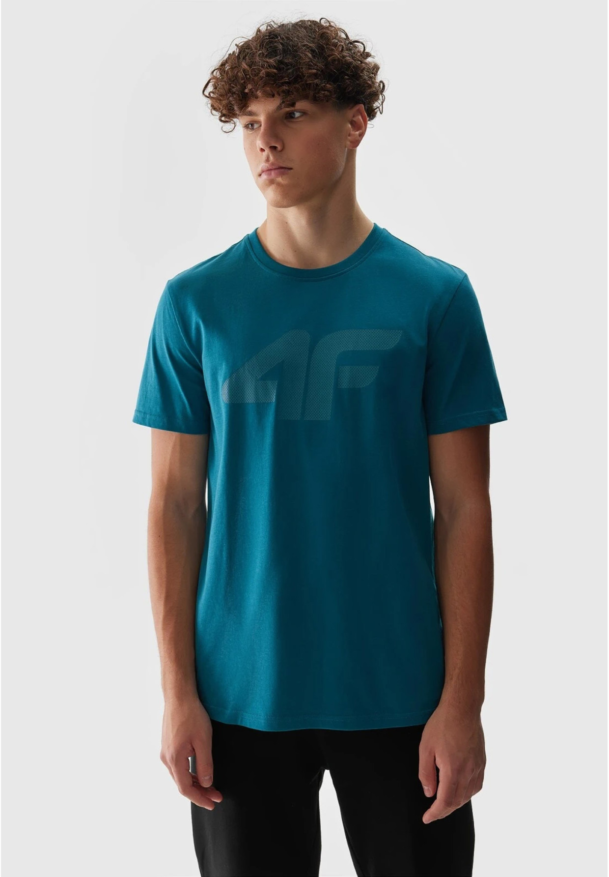 Koszulka Męska 4F Sportowy T-shirt Morska Zieleń Regular TTSHM1155