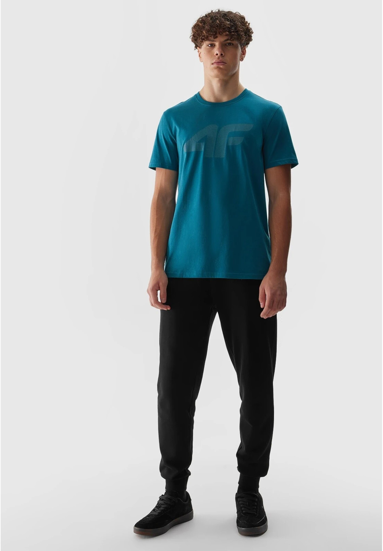 Koszulka Męska 4F Sportowy T-shirt Morska Zieleń Regular TTSHM1155