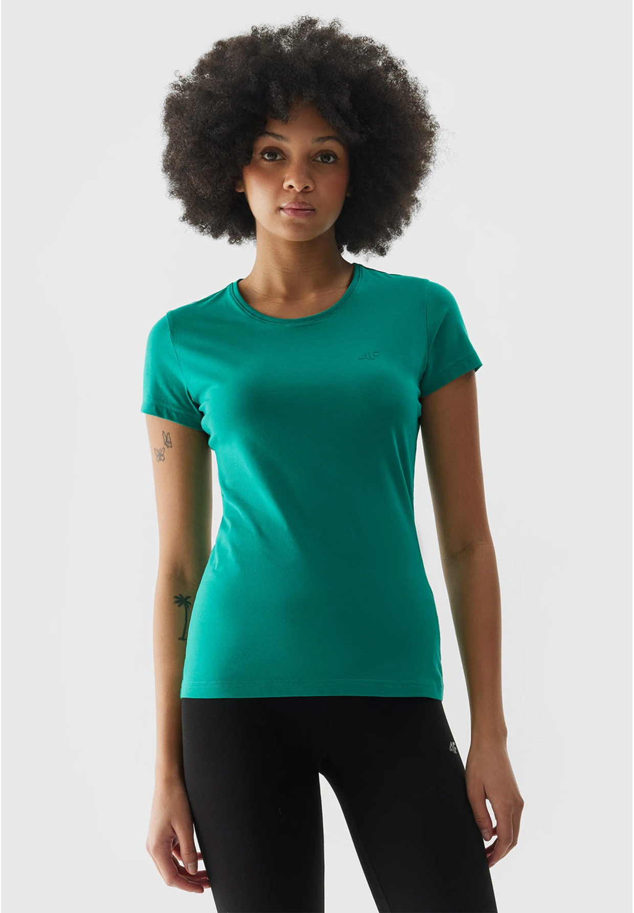 Koszulka Damska 4F Sportowy T-shirt Zielony Slim Fit 4FWSS24TTSHF1161