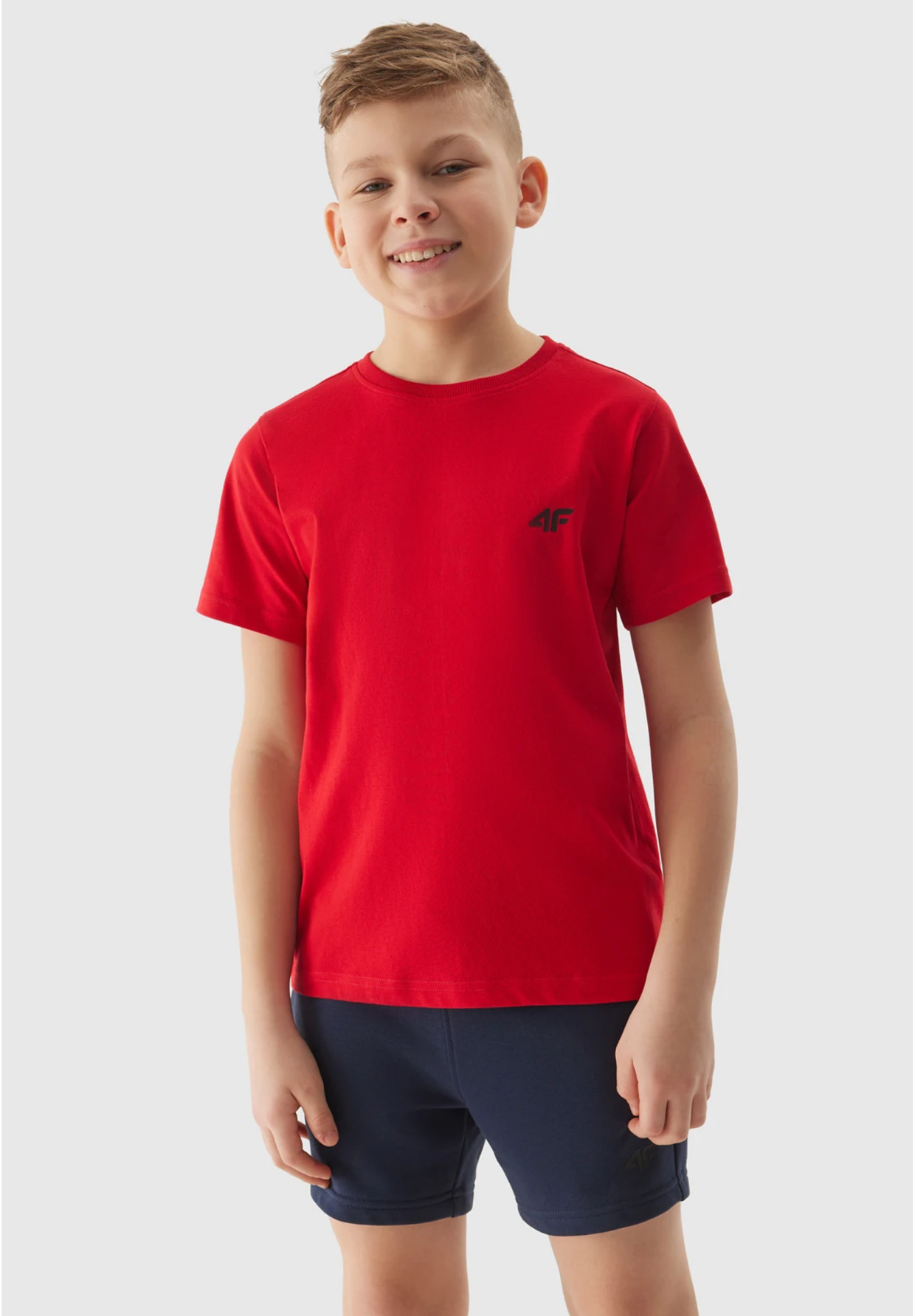 Koszulka Chłopięca 4F T-shirt basic czerwona 4FJWSS24TTSHM1116