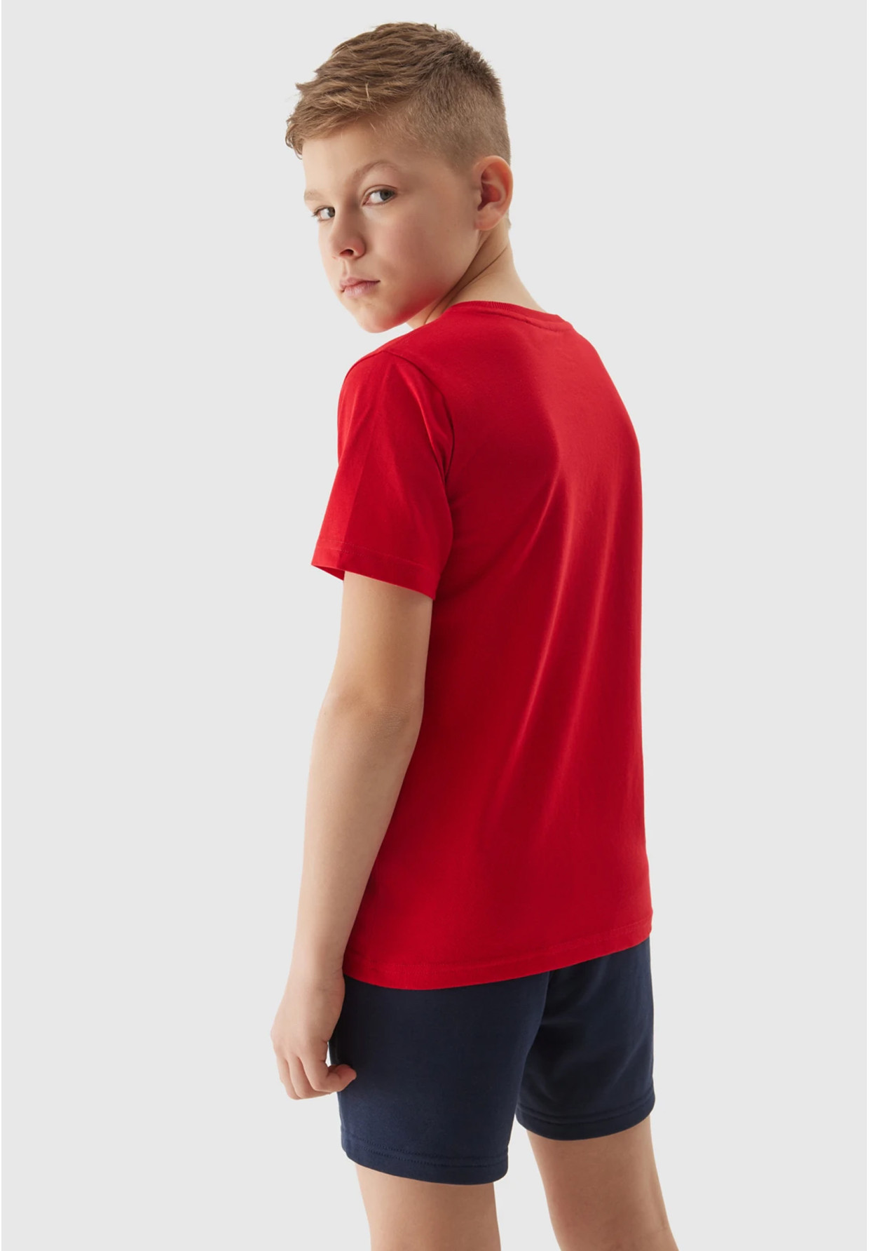 Koszulka Chłopięca 4F T-shirt basic czerwona 4FJWSS24TTSHM1116