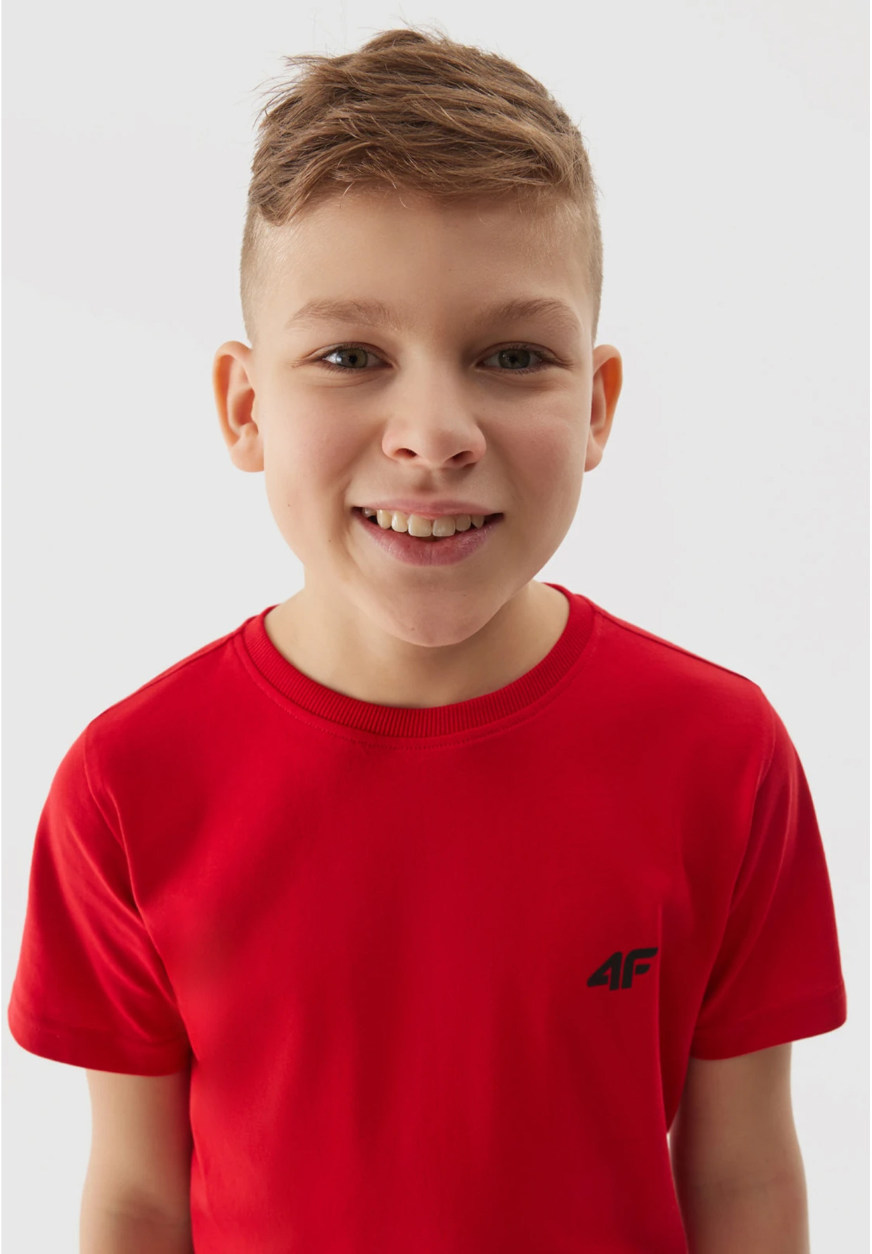 Koszulka Chłopięca 4F T-shirt basic czerwona 4FJWSS24TTSHM1116
