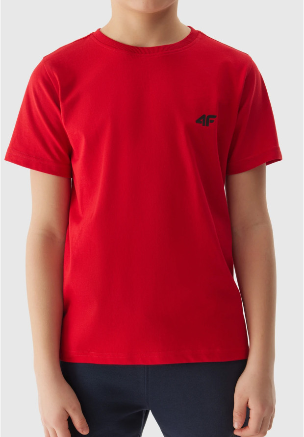 Koszulka Chłopięca 4F T-shirt basic czerwona 4FJWSS24TTSHM1116