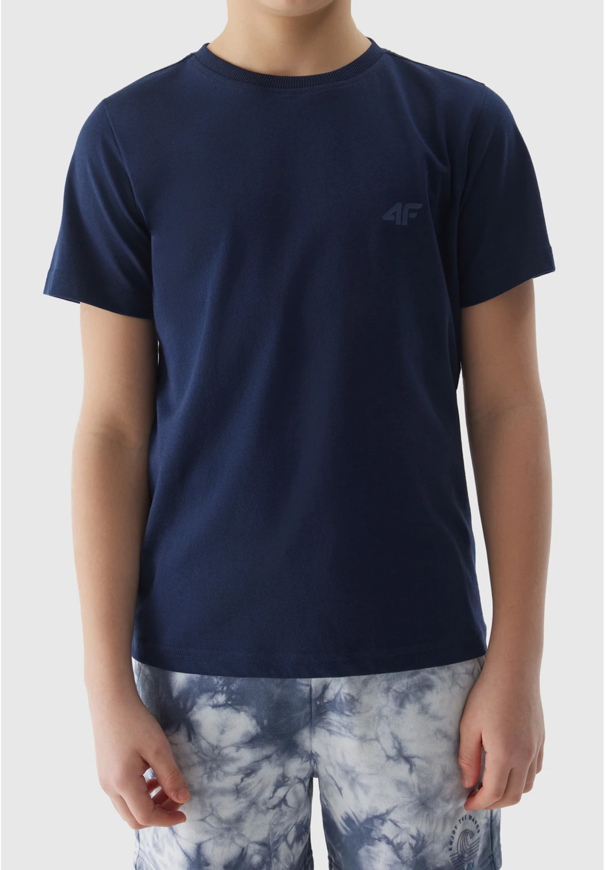 Koszulka Chłopięca 4F T-shirt Klasyczny Basic Granatowy 4FJWSS24TTSHM1116