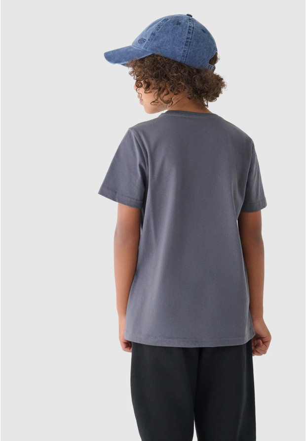 Koszulka Chłopięca 4F T-shirt Bawełniany Grafitowy TTSHM1626