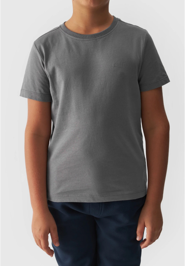 Koszulka Chłopięca 4F T-shirt Bawełniany Grafitowy TTSHM1626