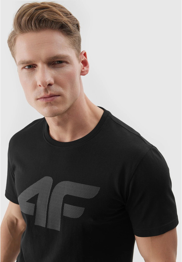 Koszulka Męska 4F Sportowy T-shirt Czarny Regular TTSHM1155