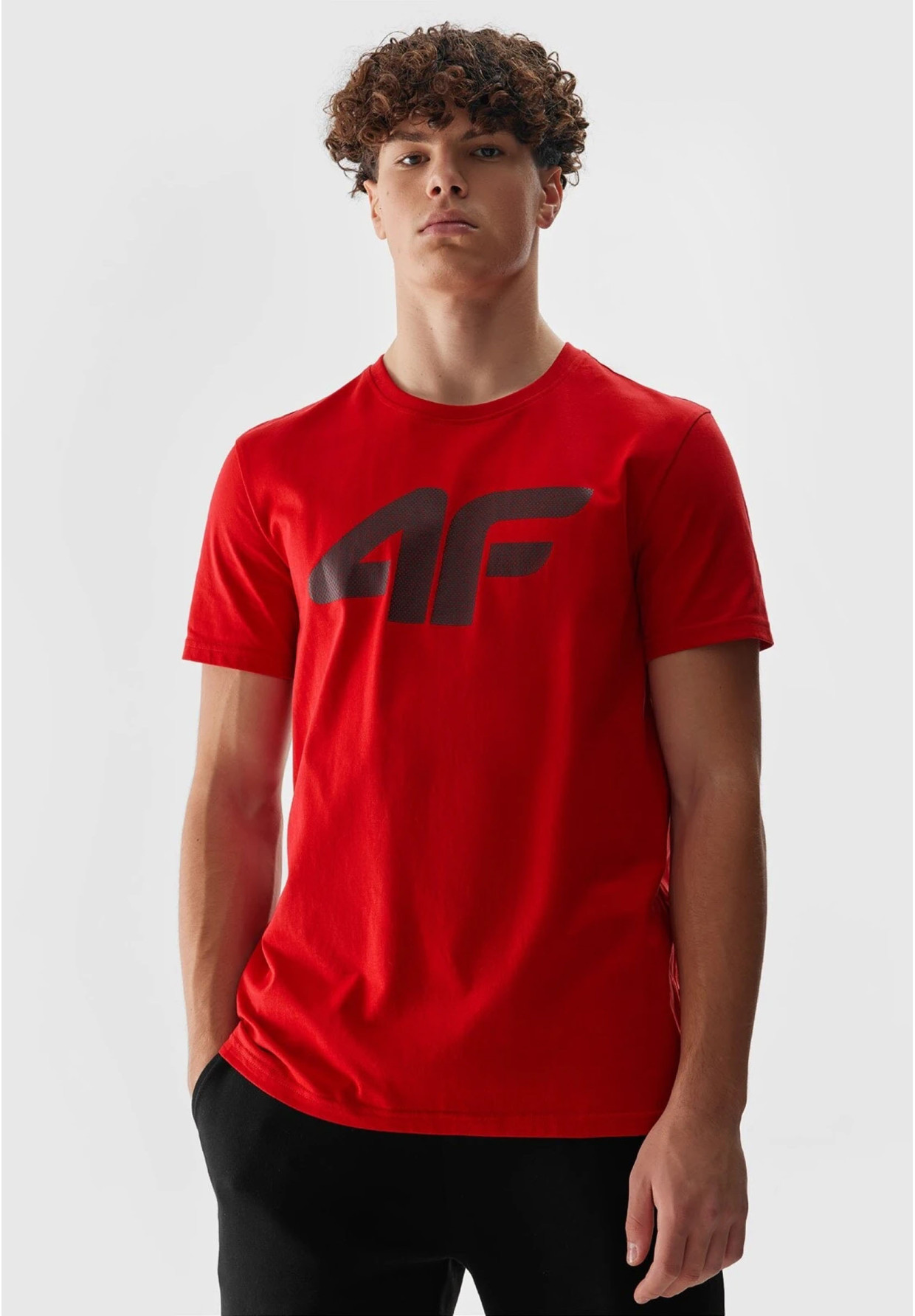 Koszulka Męska 4F Sportowy T-shirt Czerwony Regular TTSHM1155