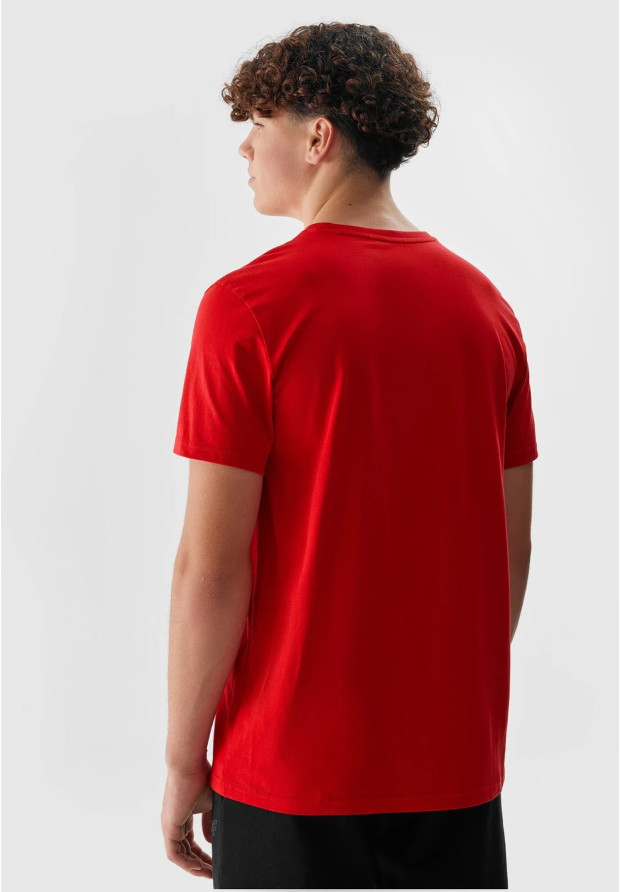 Koszulka Męska 4F Sportowy T-shirt Czerwony Regular TTSHM1155