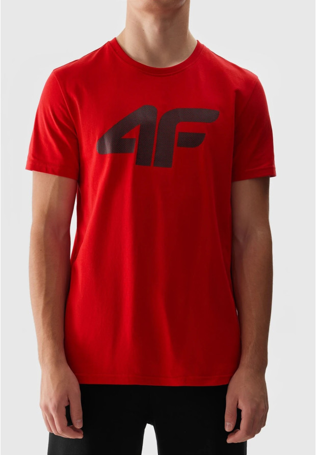 Koszulka Męska 4F Sportowy T-shirt Czerwony Regular TTSHM1155