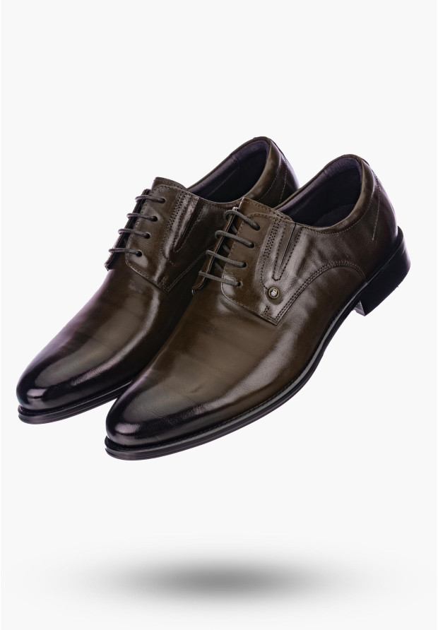 Buty Męskie JOHN DOUBARE Skórzane Brązowe Półbuty QA526