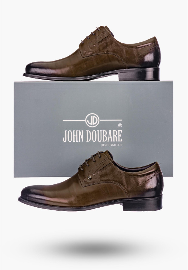 Buty Męskie JOHN DOUBARE Skórzane Brązowe Półbuty QA526