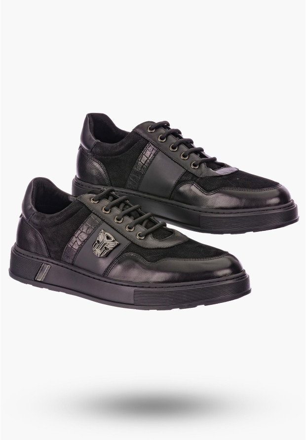 Buty Męskie JOHN DOUBARE Skórzane Czarne Półbuty 603-03