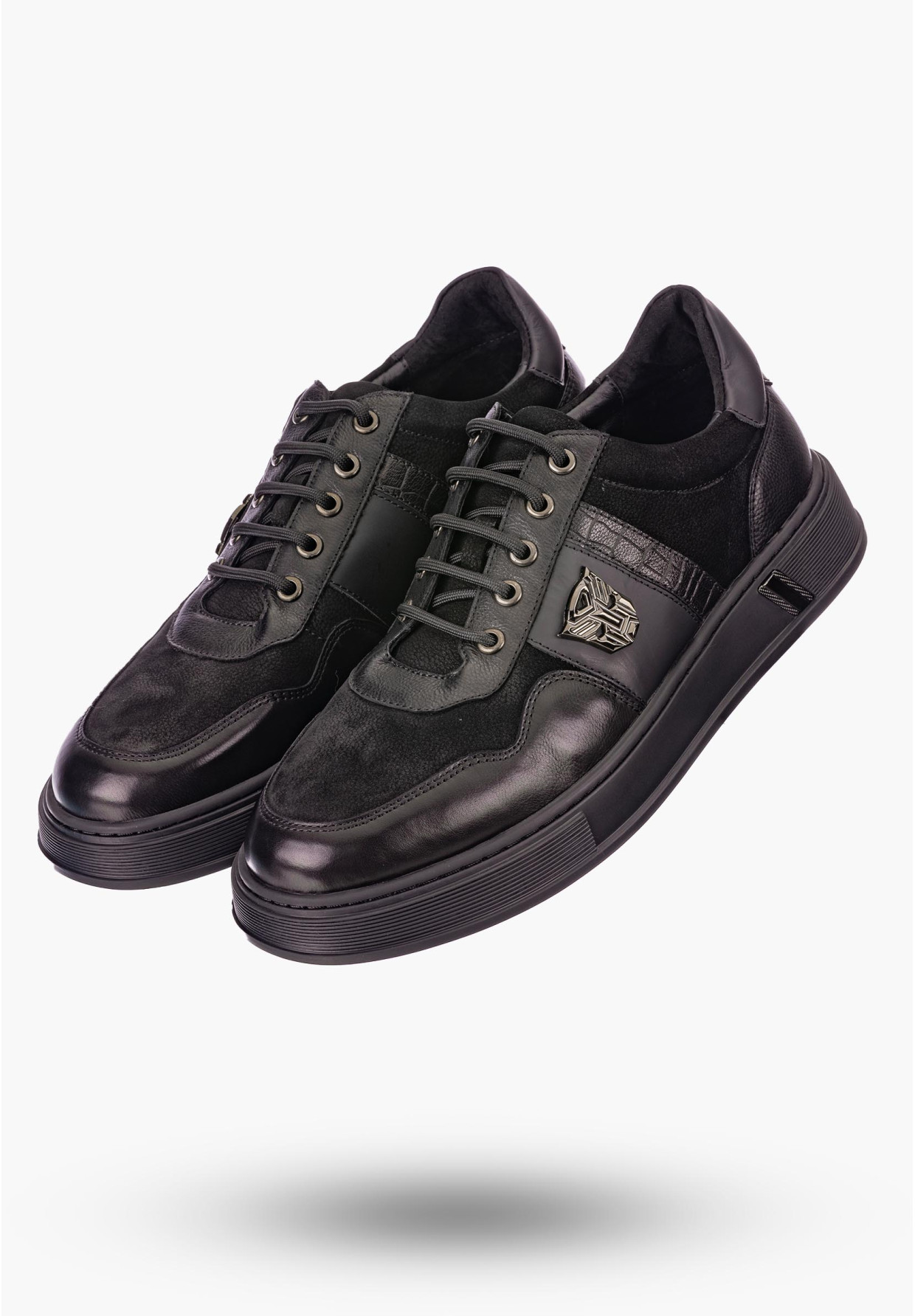 Buty Męskie JOHN DOUBARE Skórzane Czarne Półbuty 603-03