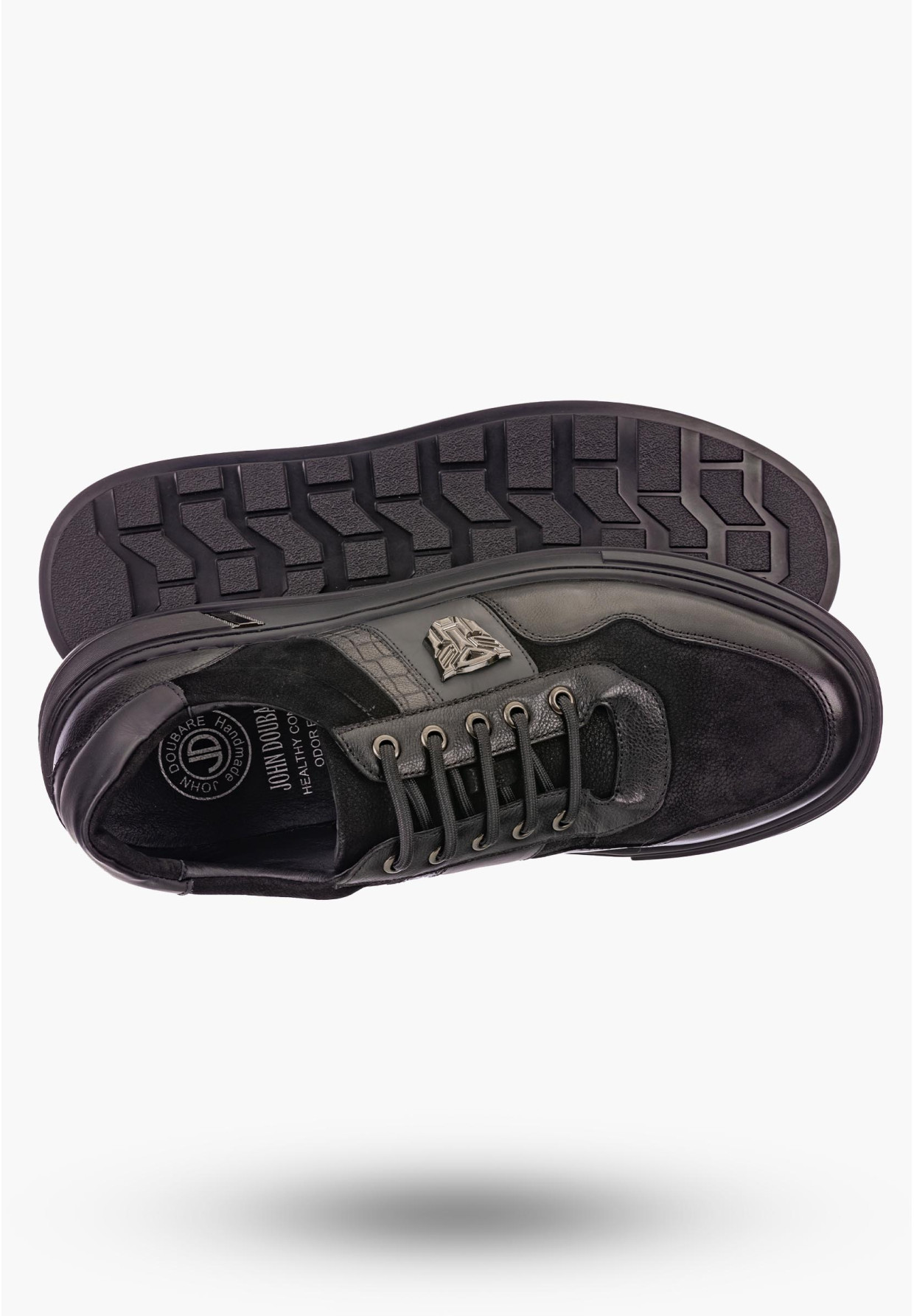 Buty Męskie JOHN DOUBARE Skórzane Czarne Półbuty 603-03