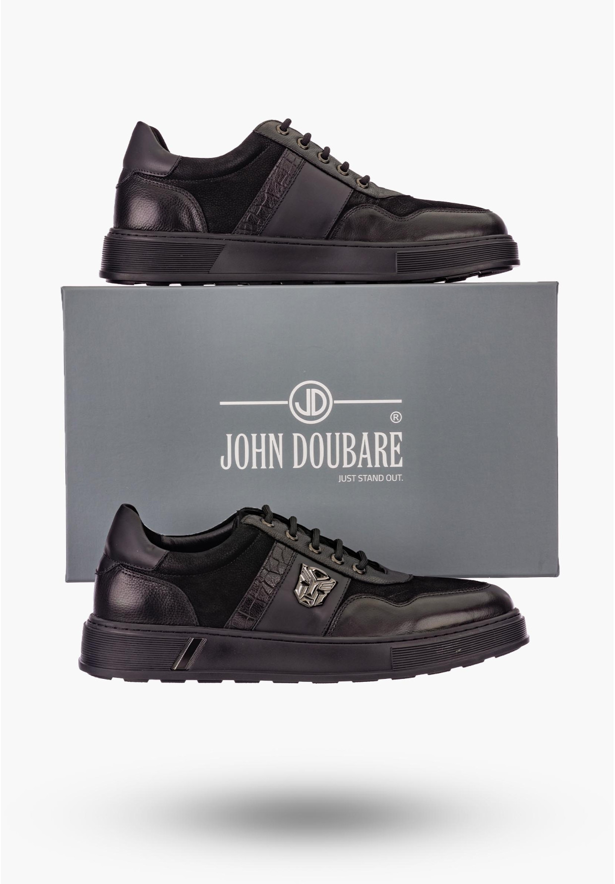 Buty Męskie JOHN DOUBARE Skórzane Czarne Półbuty 603-03