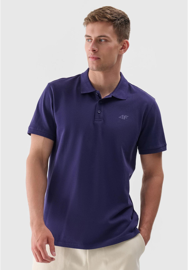 Koszulka Polo Męska 4F Bawełniana z kołnierzykiem t-shirt sylwetka.
