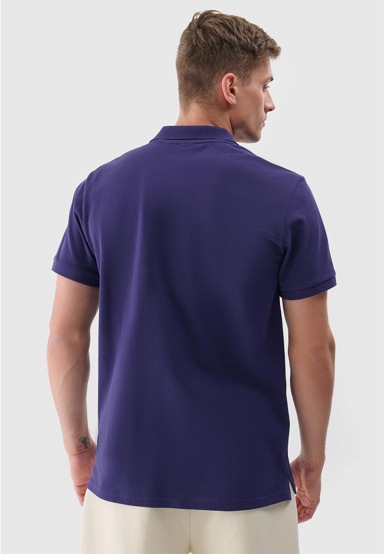 Koszulka Polo Męska 4F Granatowy Sportowy T-shirt z kołnierzykiem Regular TPTSM130