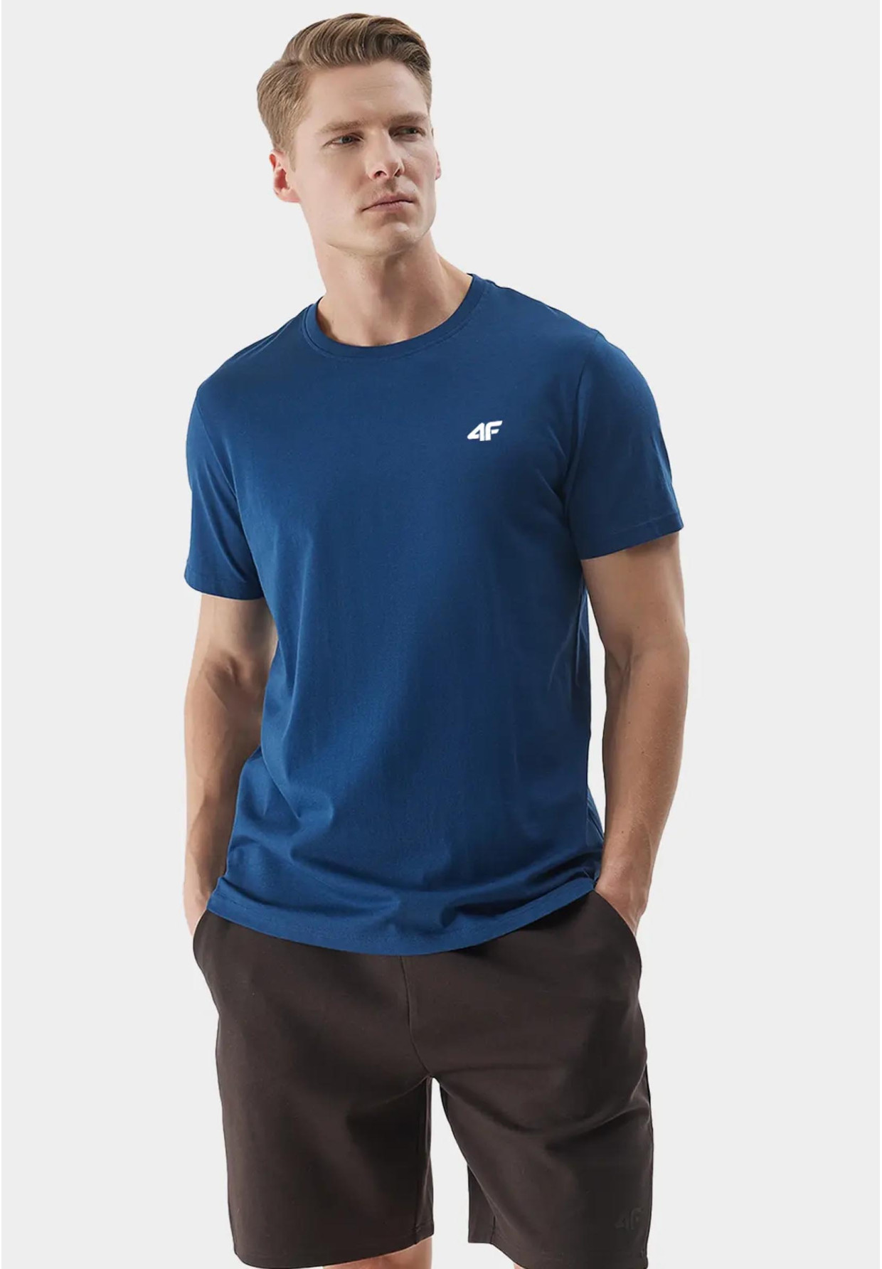 Koszulka Męska 4F Jasny Granatowy Sportowy T-shirt Regular 4FWSS24TTSHM1889