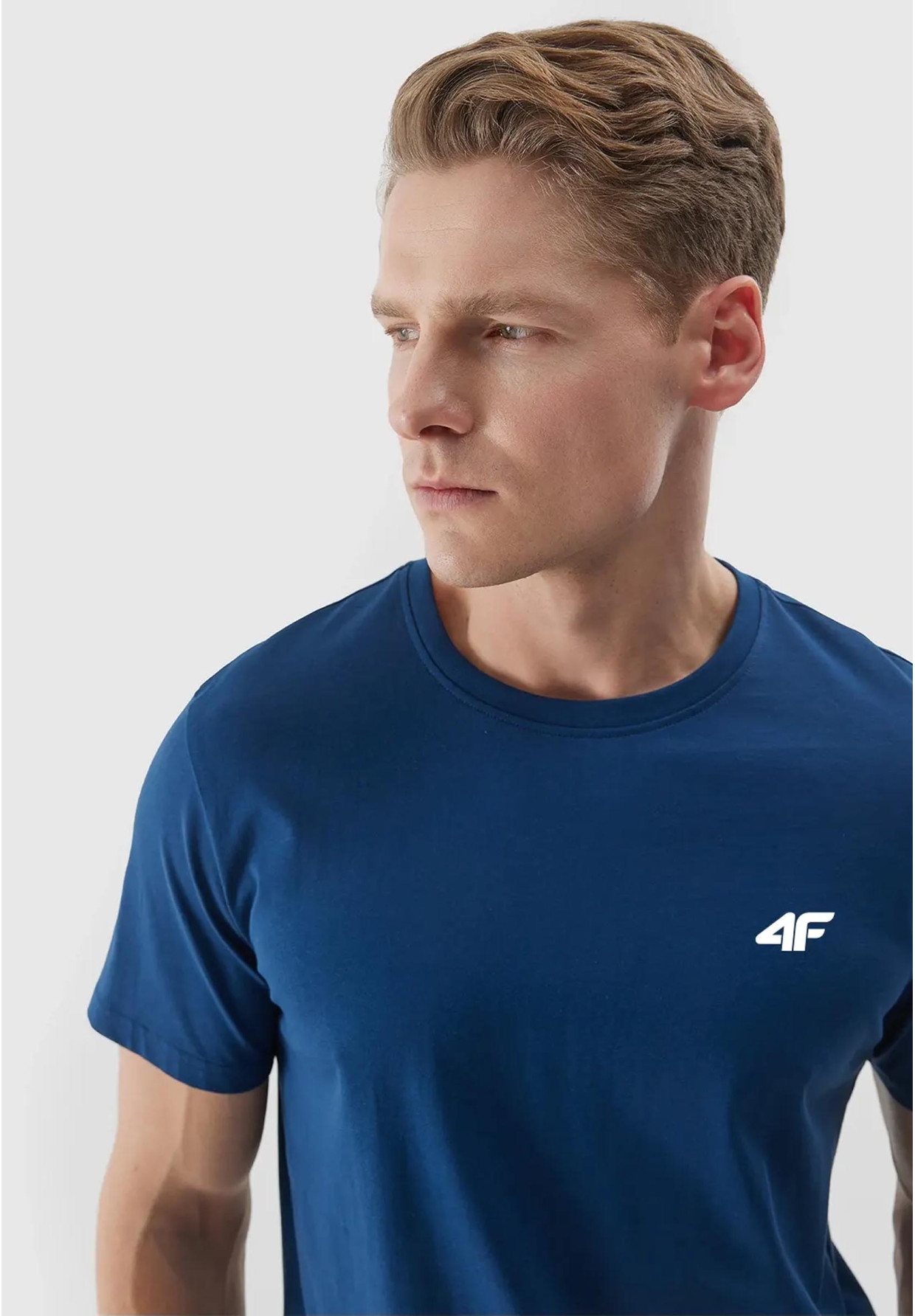 Koszulka Męska 4F Jasny Granatowy Sportowy T-shirt Regular 4FWSS24TTSHM1889