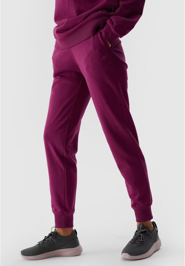 Spodnie Damskie Dresowe 4F Joggery Burgundowe 4FWSS24TTROF606