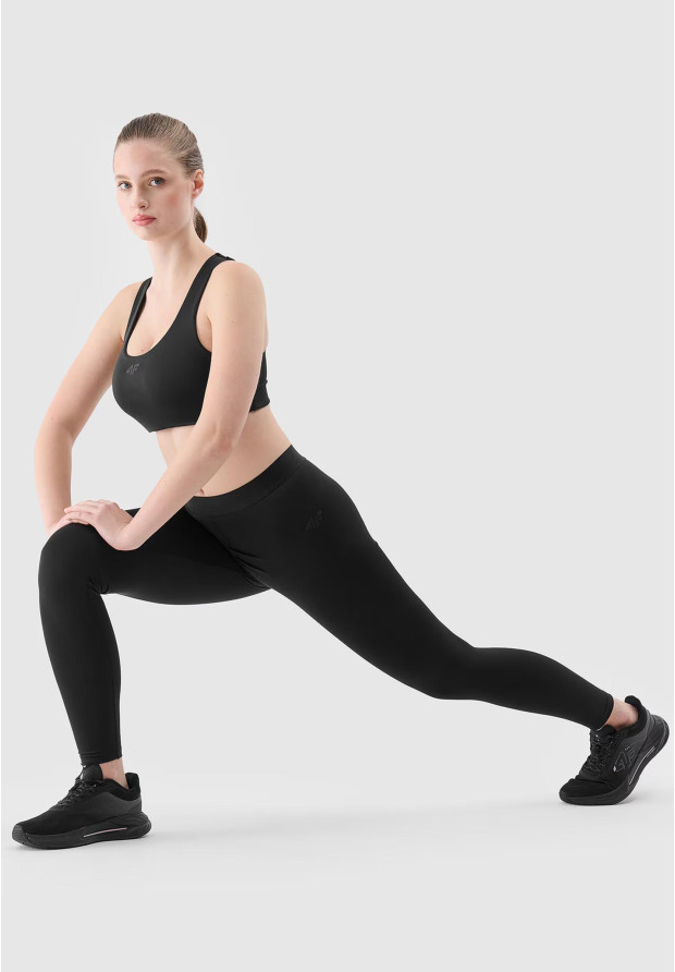 Legginsy Damskie 4F Sportowe Spodnie Treningowe Czarne 4FWSS24TFTIF186