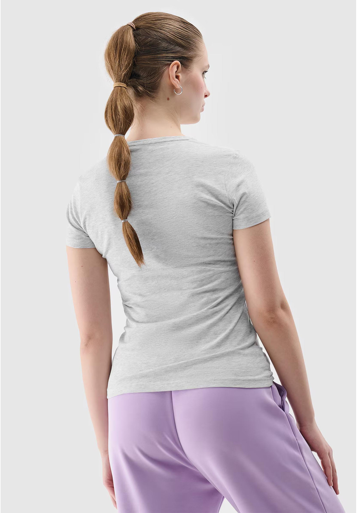 Koszulka Damska 4F Szary T-shirt z Dużym Logiem 4F 4FWSS24TTSHF1163