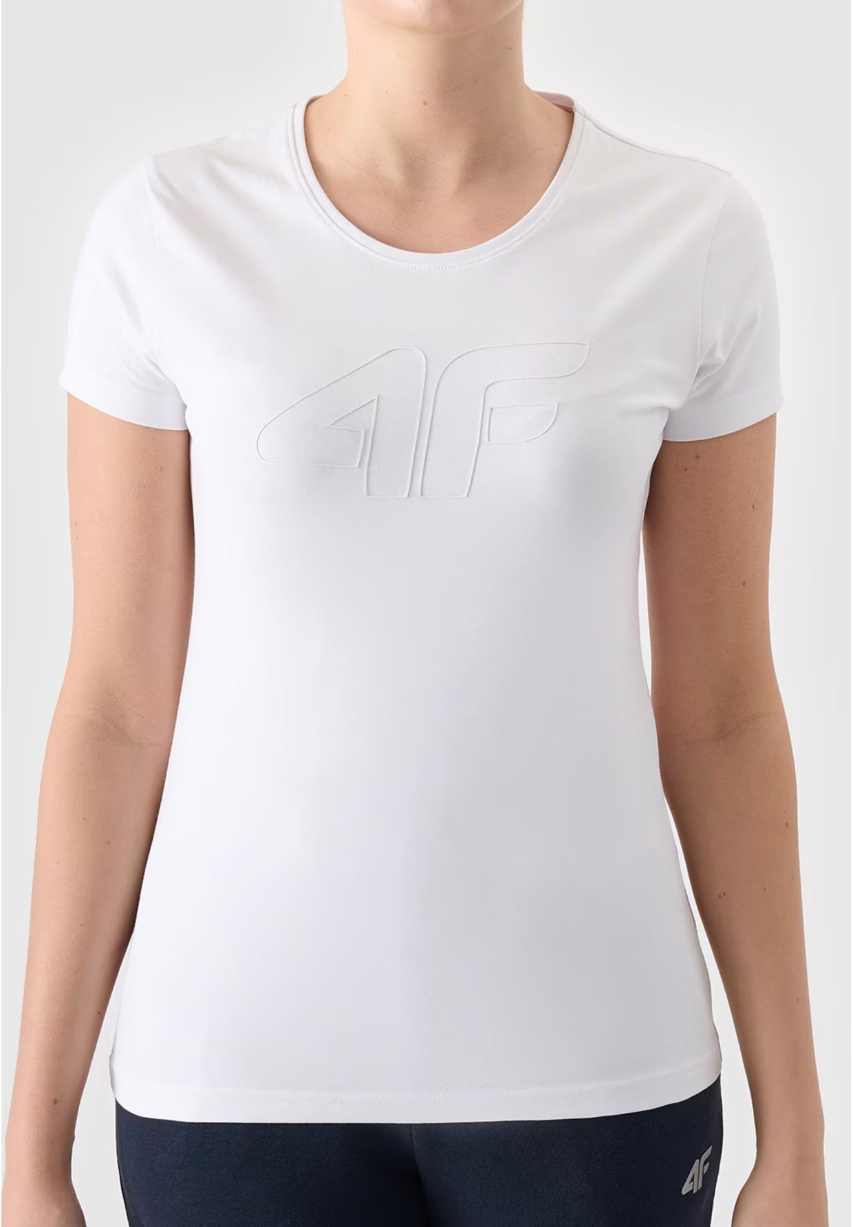Koszulka Damska 4F Biały T-shirt z Dużym Logiem 4F 4FWSS24TTSHF1163