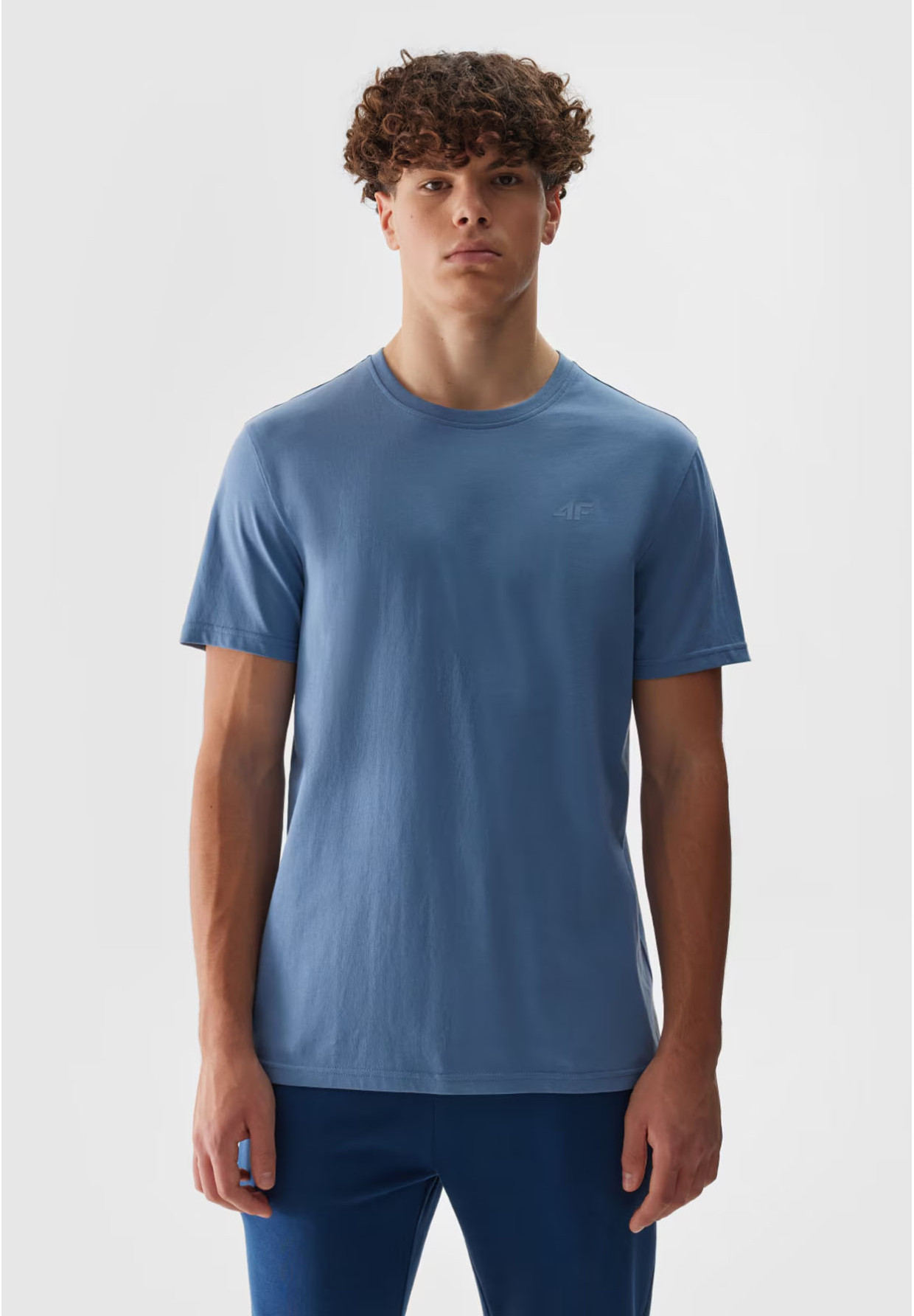 Koszulka Męska 4F Sportowy T-shirt Niebieski Regular TTSHM1154