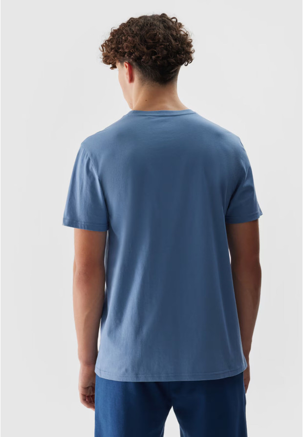 Koszulka Męska 4F Sportowy T-shirt Niebieski Regular TTSHM1154