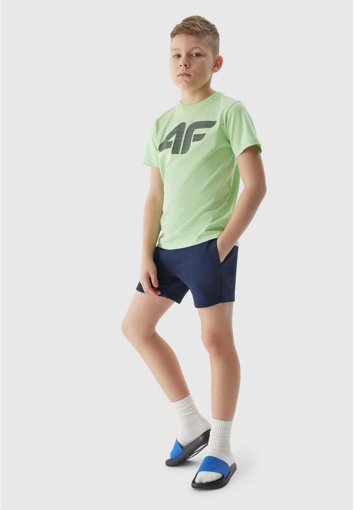 Koszulka Chłopięca 4F T-shirt z logiem Zielona 4FJWSS24TTSHM1115