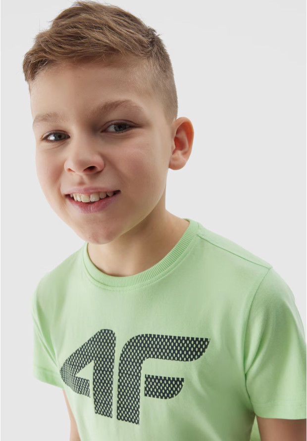 Koszulka Chłopięca 4F T-shirt z logiem Zielona 4FJWSS24TTSHM1115