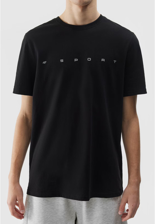 Koszulka Męska 4F Sportowy T-shirt Czarny Regular TTSHM1283