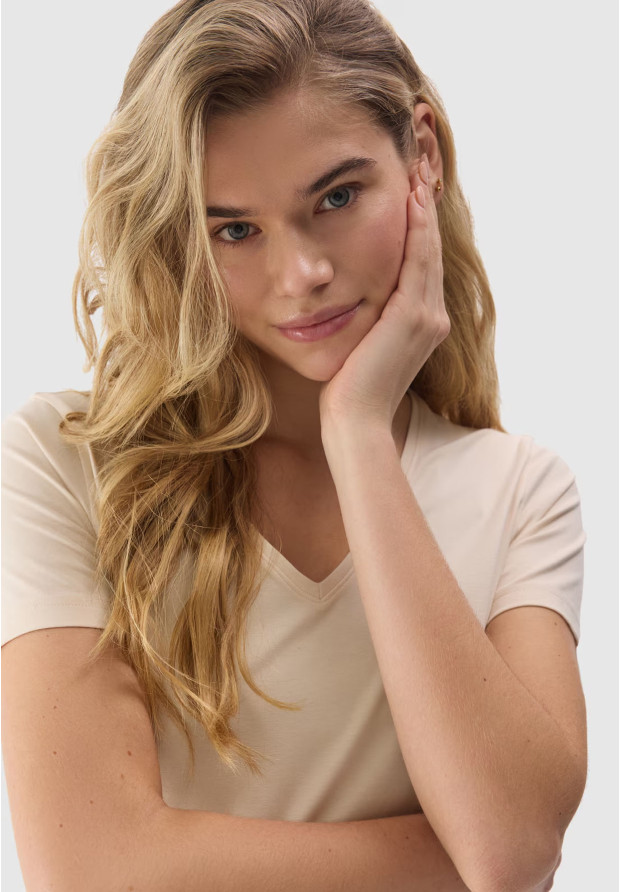 Koszulka Damska 4F Beżowy T-shirt Basic 4FWSS24TTSHF1359