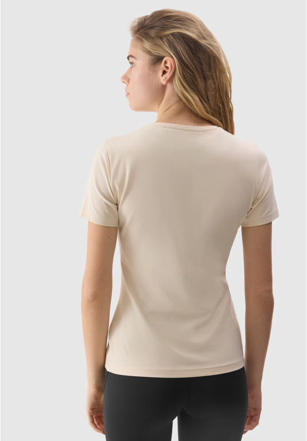 Koszulka Damska 4F Beżowy T-shirt Basic 4FWSS24TTSHF1359