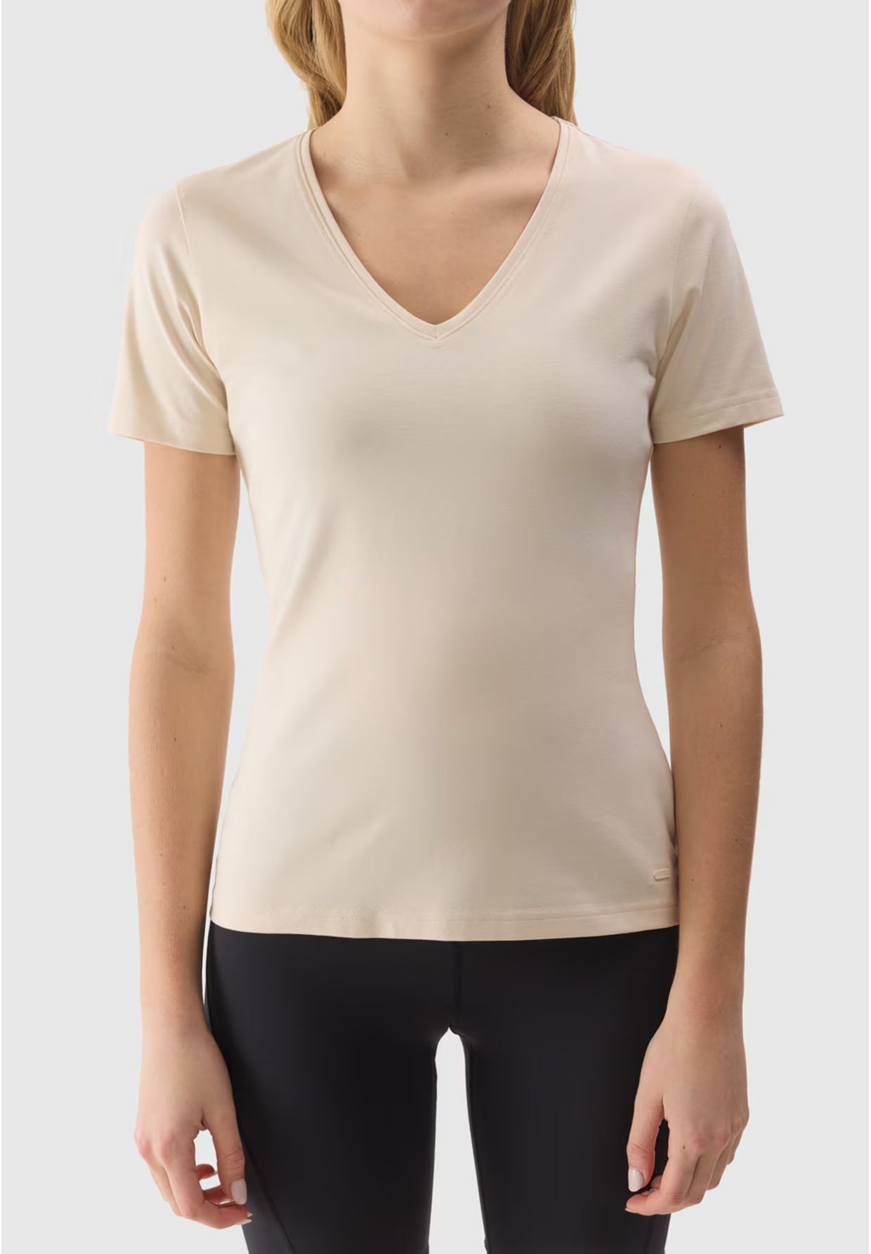 Koszulka Damska 4F Beżowy T-shirt Basic 4FWSS24TTSHF1359