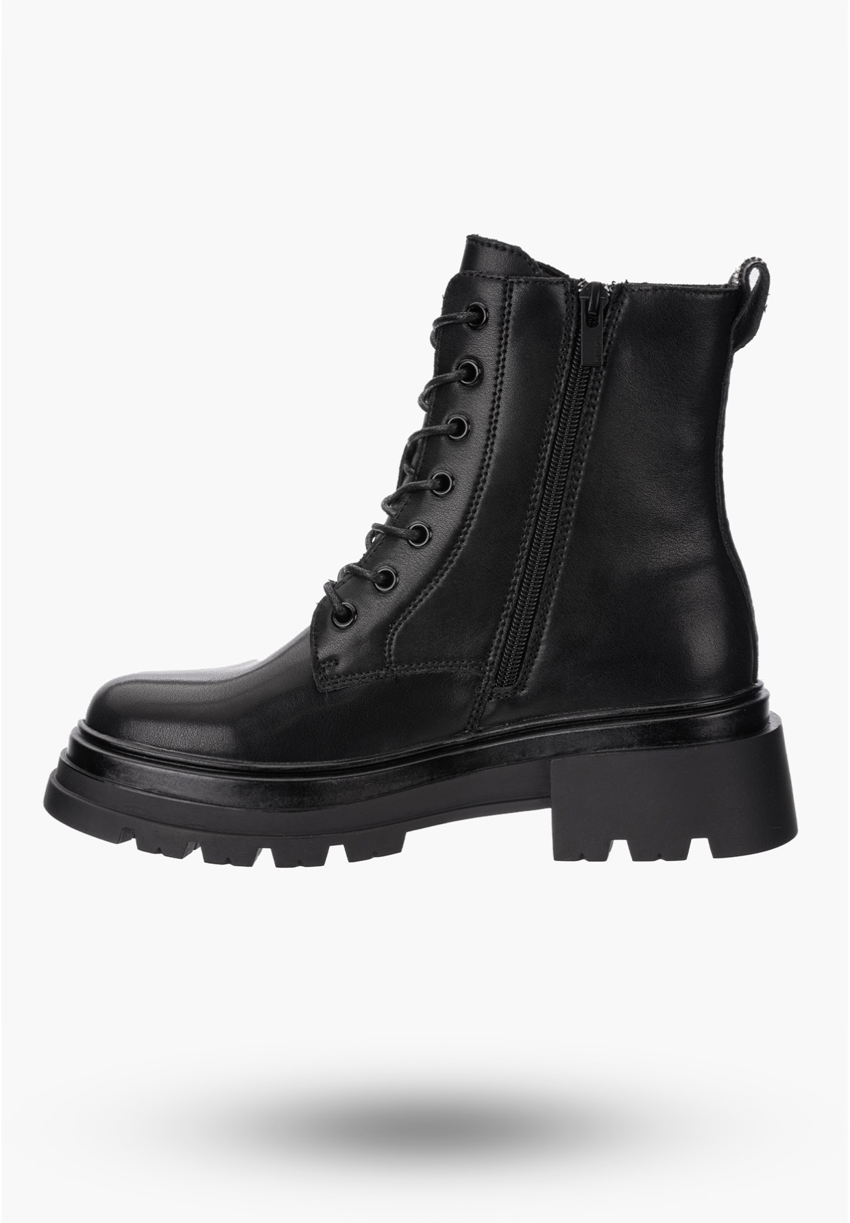 Buty Damskie BIG STAR Botki Skórzane Ocieplane Czarne OO274A257