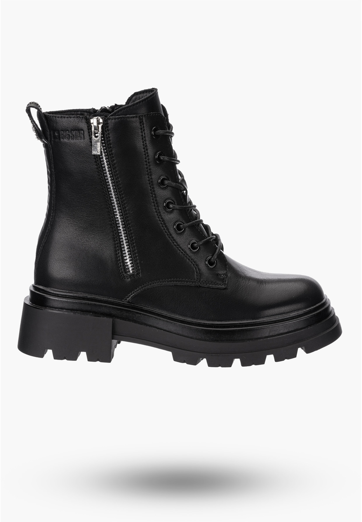 Buty Damskie BIG STAR Botki Skórzane Ocieplane Czarne OO274A257