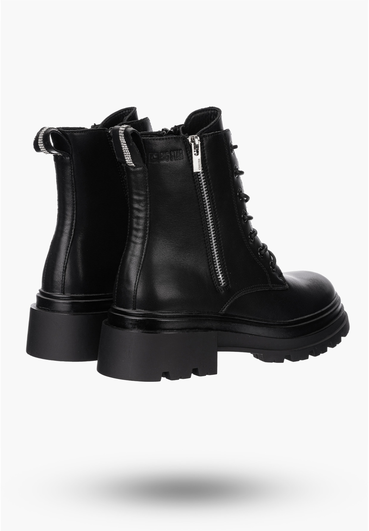 Buty Damskie BIG STAR Botki Skórzane Ocieplane Czarne OO274A257