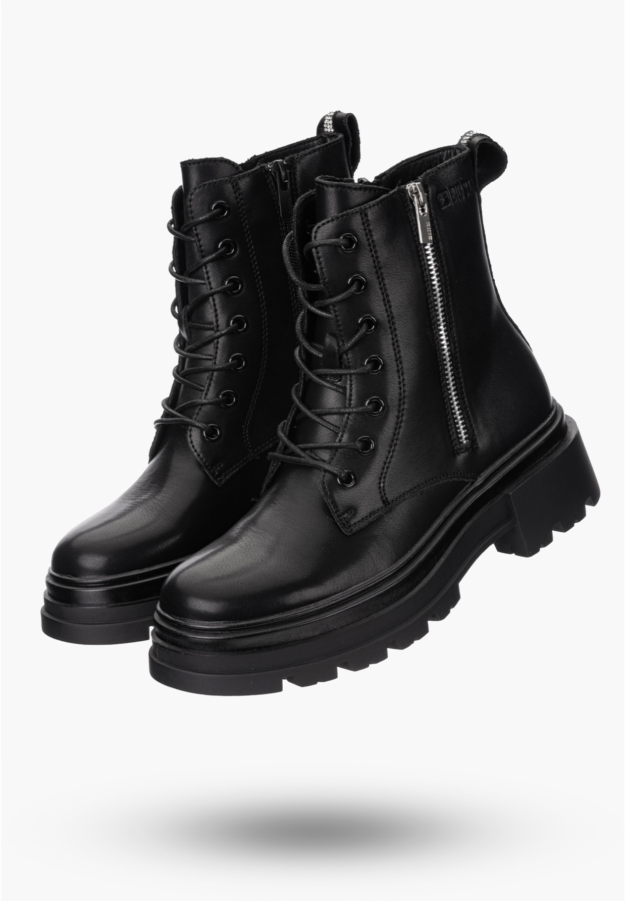 Buty Damskie BIG STAR Botki Skórzane Ocieplane Czarne OO274A257