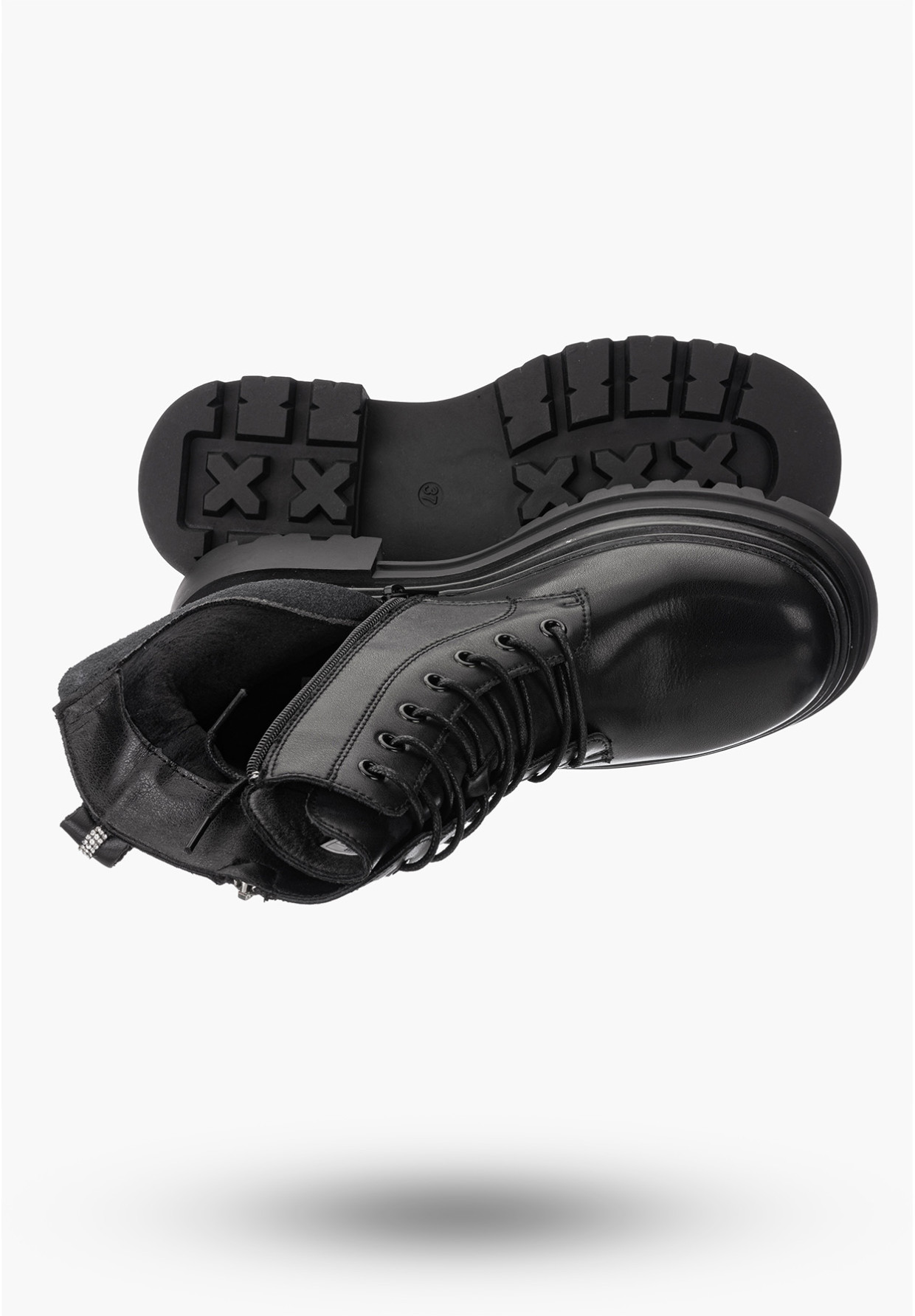 Buty Damskie BIG STAR Botki Skórzane Ocieplane Czarne OO274A257