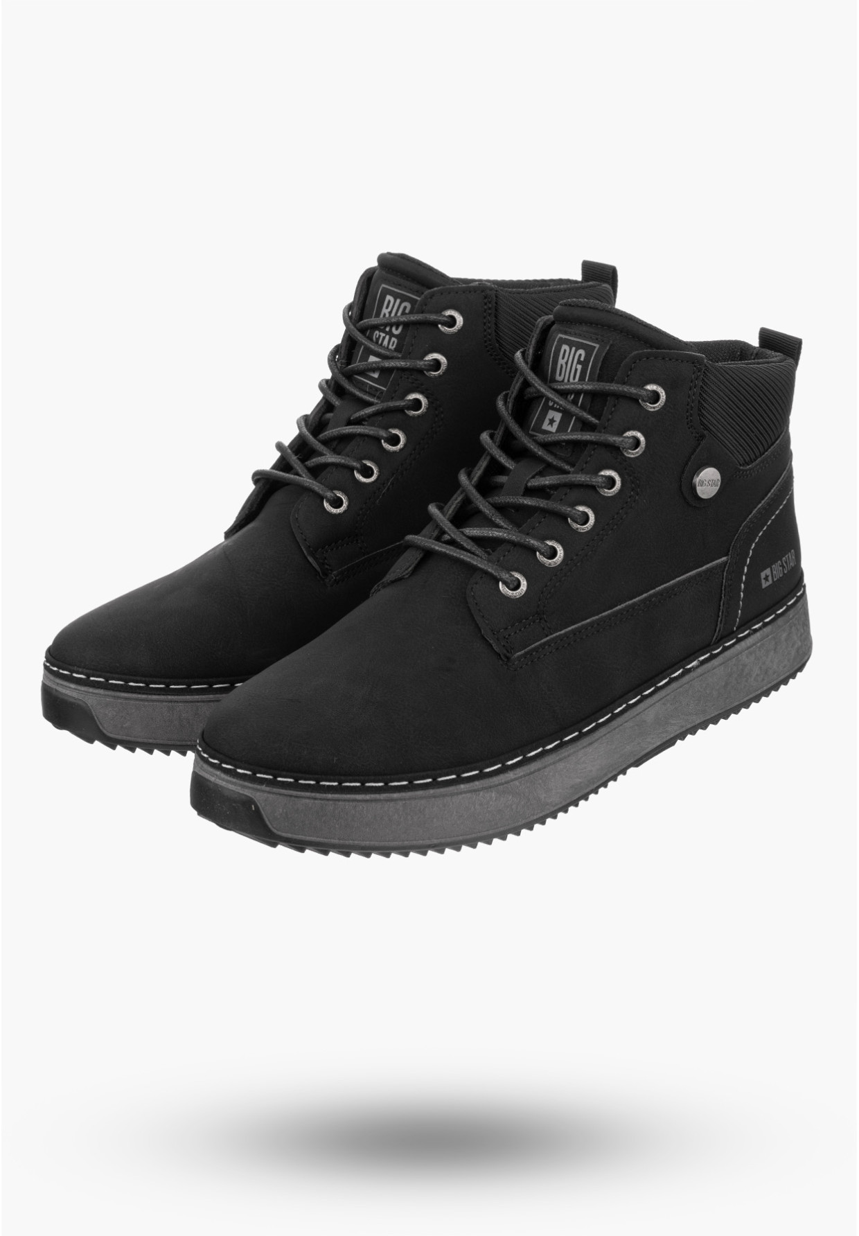Buty Męskie BIG STAR Trzewiki Czarne Eko Skóra OO174559