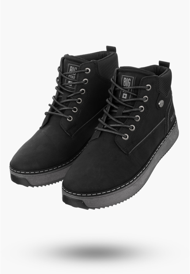 Buty Męskie BIG STAR Trzewiki Czarne Eko Skóra OO174559